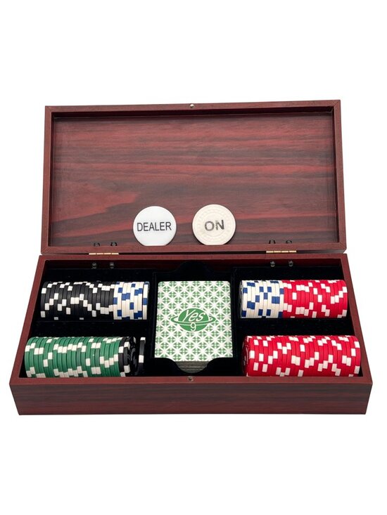 Sportcraft Other - Sportcraft Wooden Poker Set With 12g Chips Cards & Buttons In Wood Grain Case